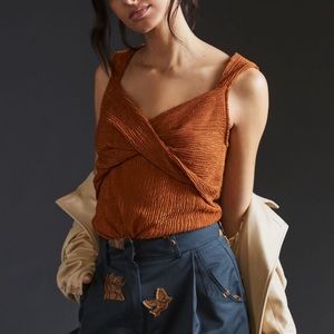 NWOT Twist-front shimmer tank in bronze